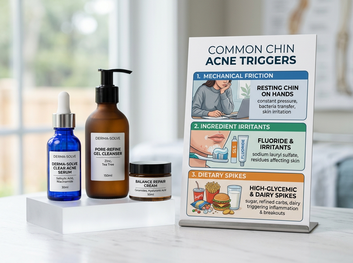 Clinical chart showing active ingredients mechanism of action on the chin skin profile.