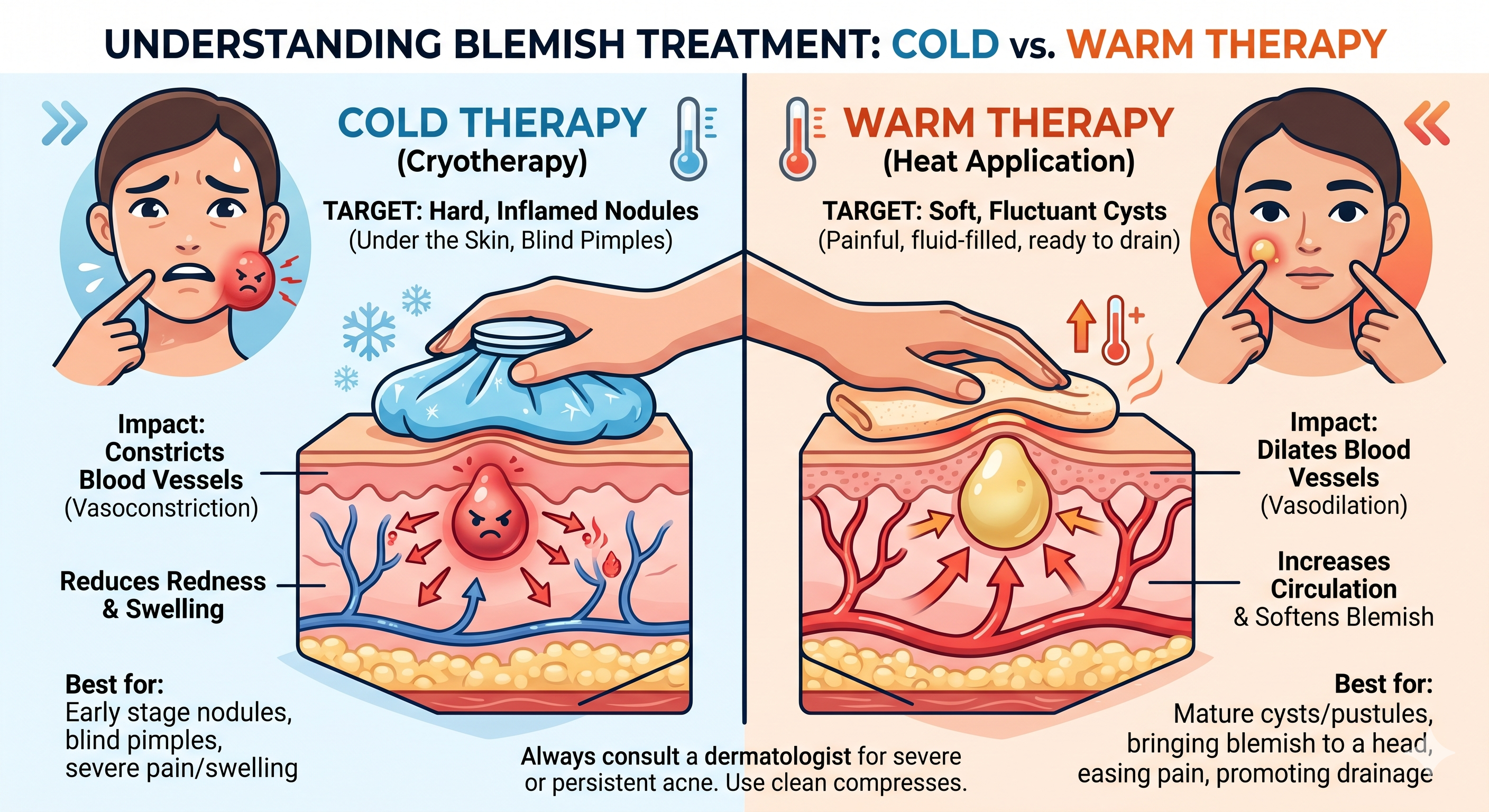 How to Treat Blind Acne: Cold and Warm Compress Applications for Nodules & Cysts