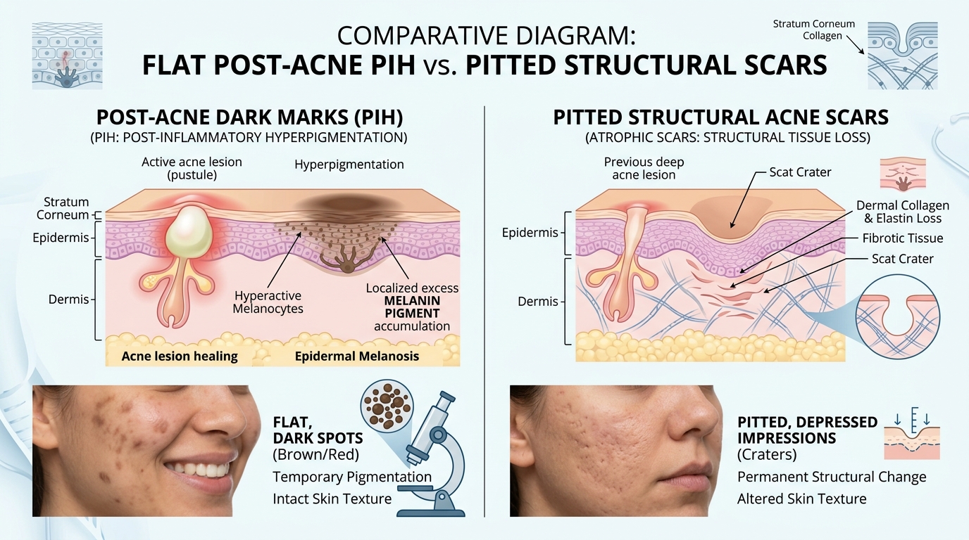 Acne Marks vs Acne Scars Clinical Infographic
