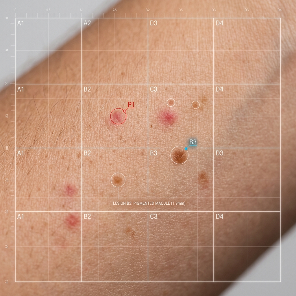 Macro diagram comparing icepick, boxcar, and rolling acne scars vs PIH marks
