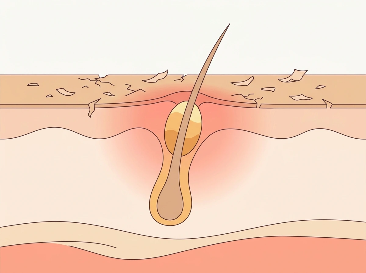 Diagram showing damaged skin barrier versus healthy buffered skin barrier