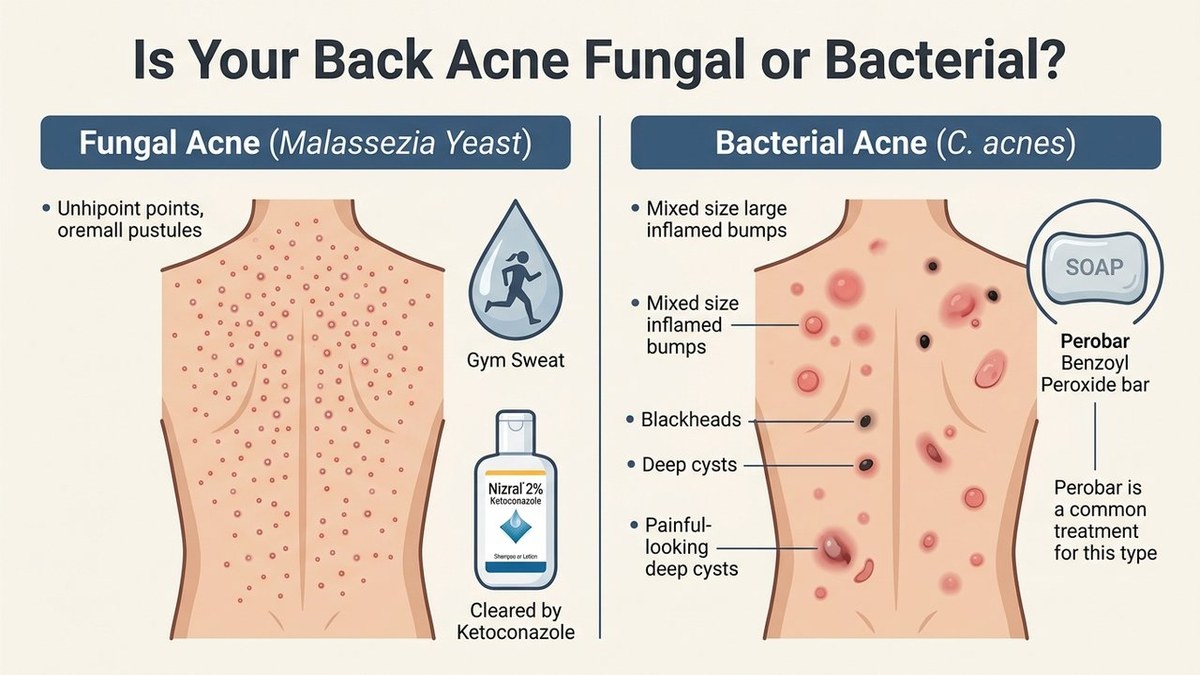 Bacterial bacne vs fungal folliculitis comparison chart