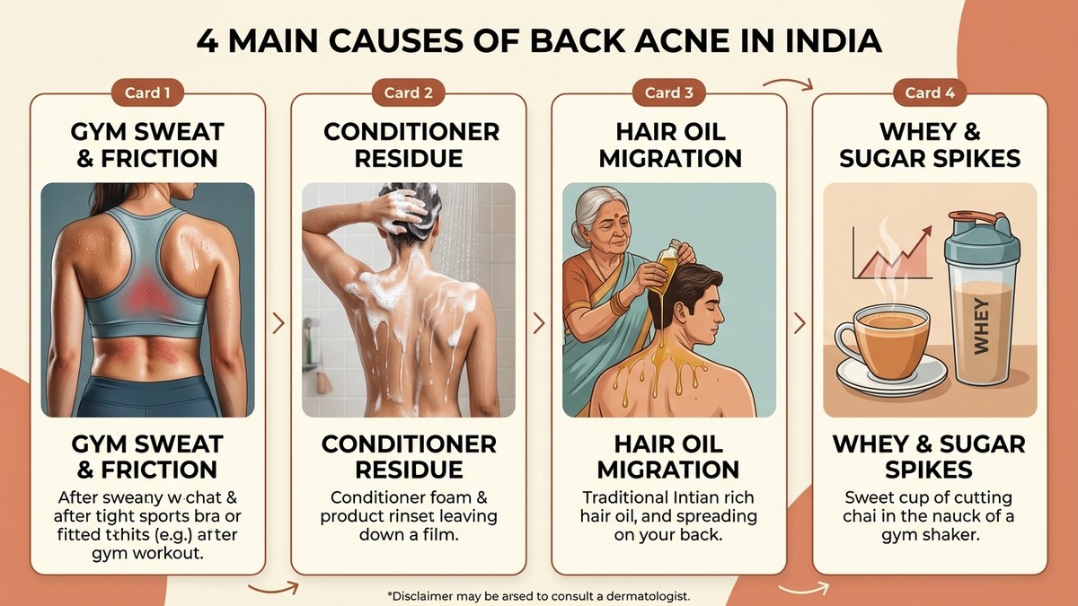 Peeth ke pimple ke 4 mukhya kaaran infographic