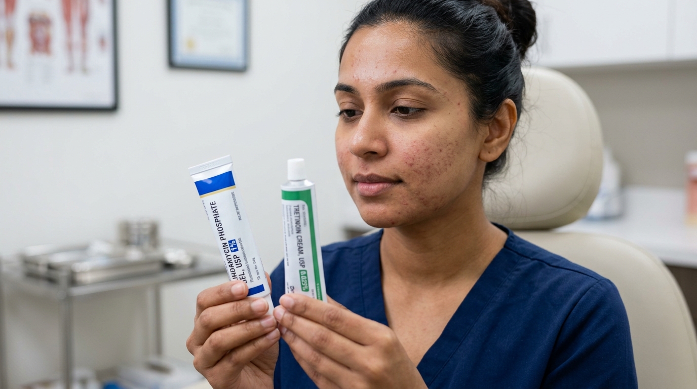 Clindamycin and Tretinoin prescription acne treatment comparison