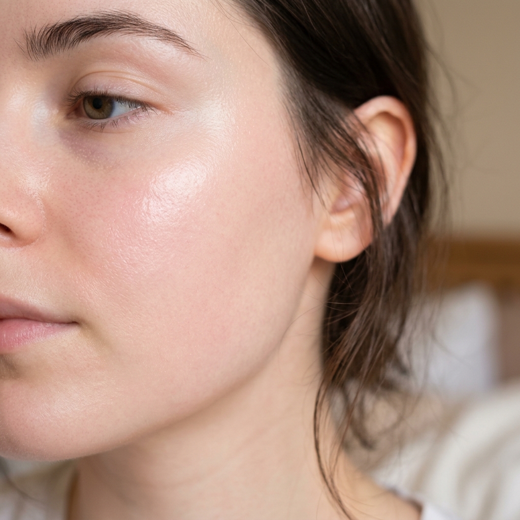 Close-up of clean healthy facial skin texture