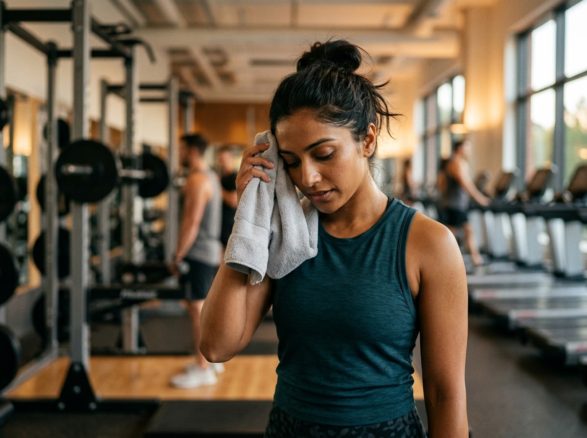 Phase 2: Mid-Workout Sweat Dabbing with Clean Microfiber Towel