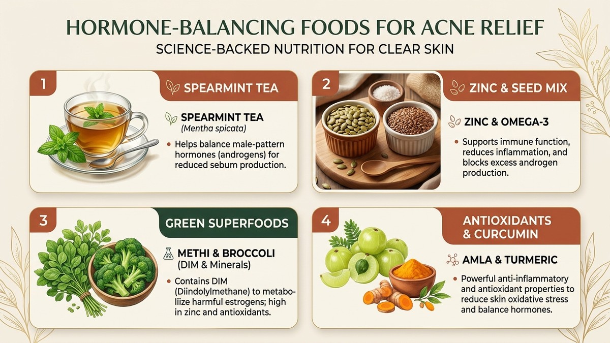 Hormone-balancing foods and herbal teas for acne relief