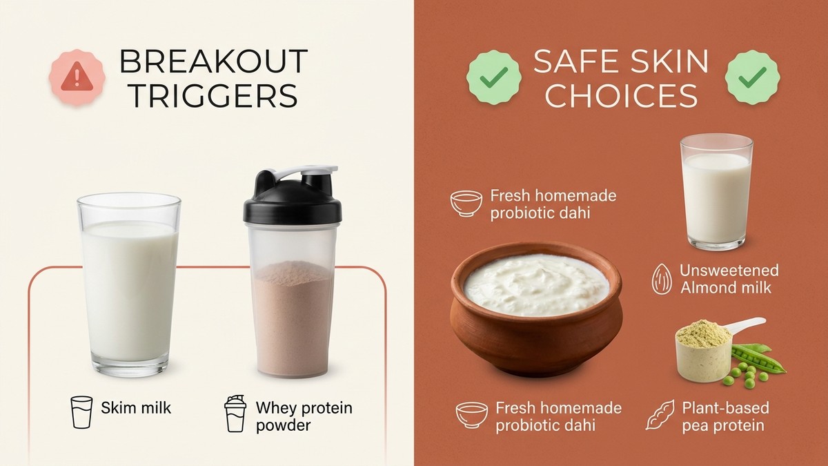 Dairy and whey protein choices for acne relief