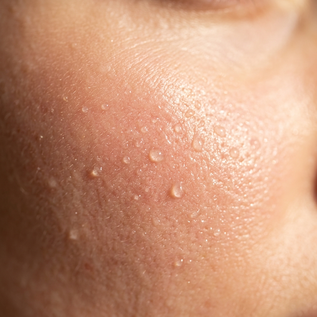 Close-up of hydrated glowing skin