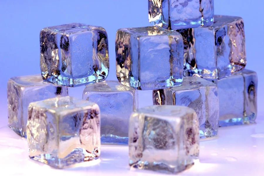 Ice cubes in clean cotton for cold compress