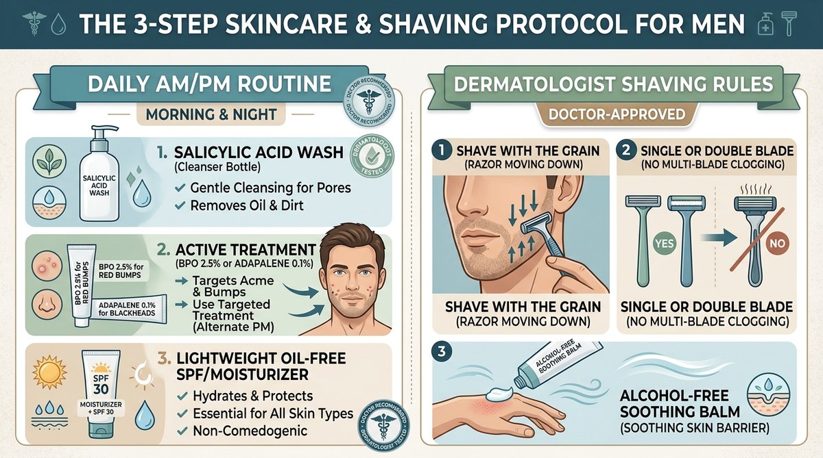 The 3-Step Skincare and Shaving Protocol for Men Infographic