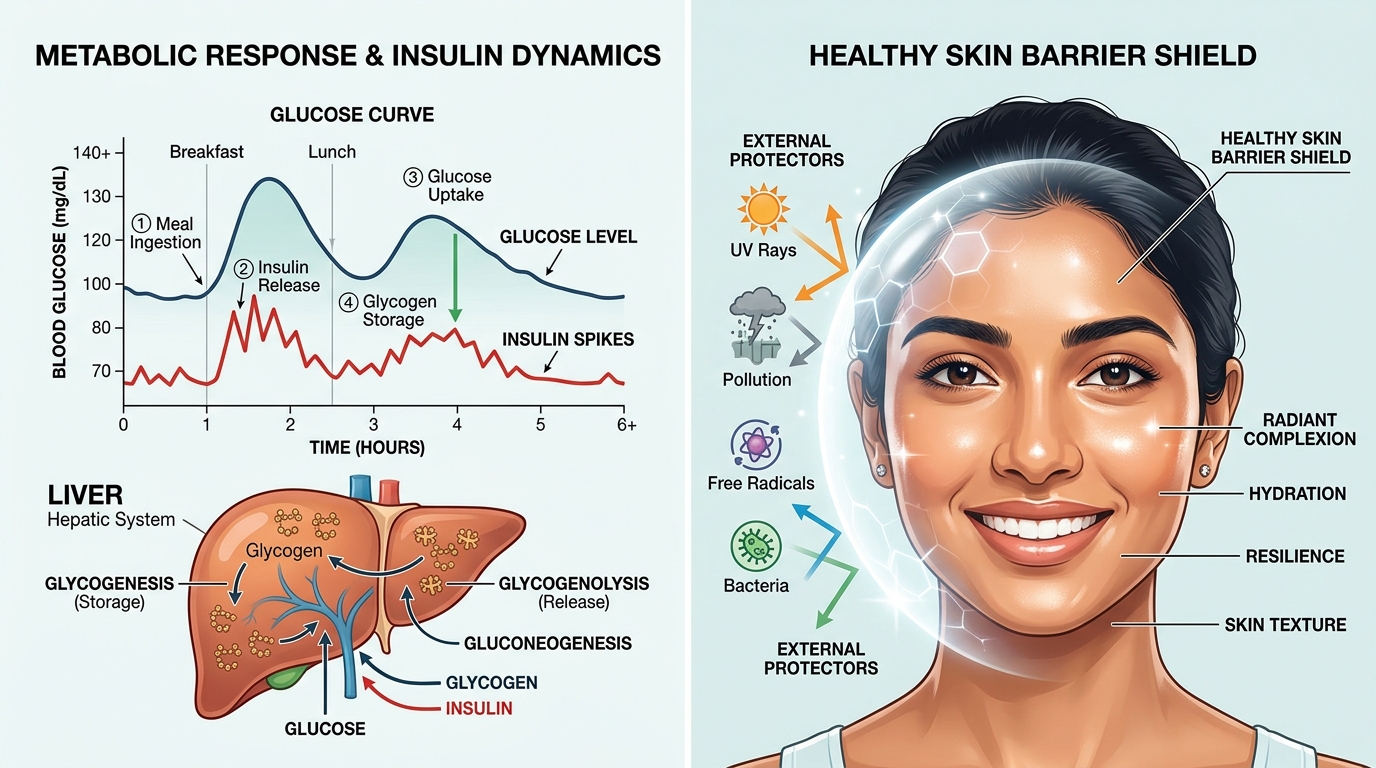 Metabolic response and liver function illustration