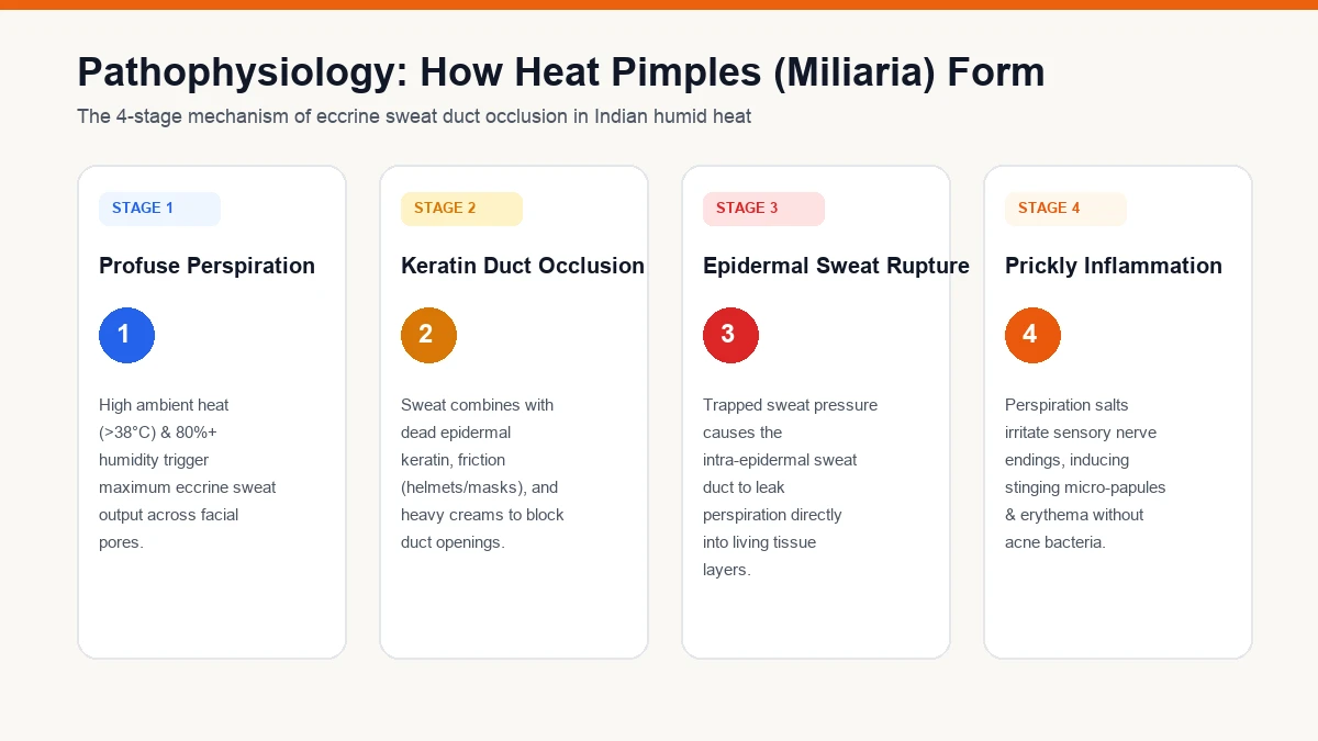 How Heat Pimples Form: Eccrine Sweat Duct Occlusion Mechanics