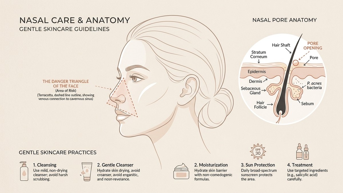 The Danger Triangle of the Face and Nasal Pore Anatomy Diagram