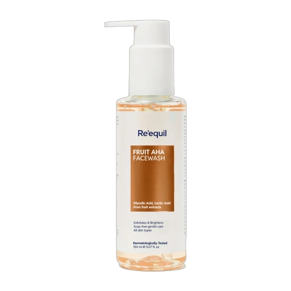 Re'equil Fruit AHA face wash bottle for dull dry skin