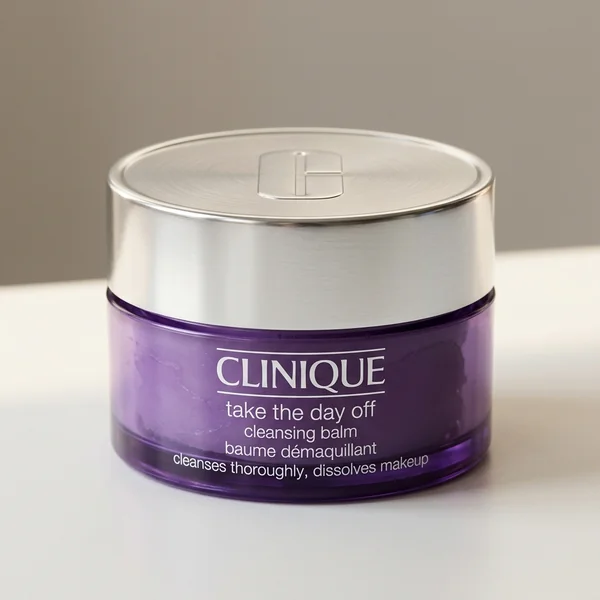 Clinique Take The Day Off Cleansing Balm jar with silver lid for waterproof makeup