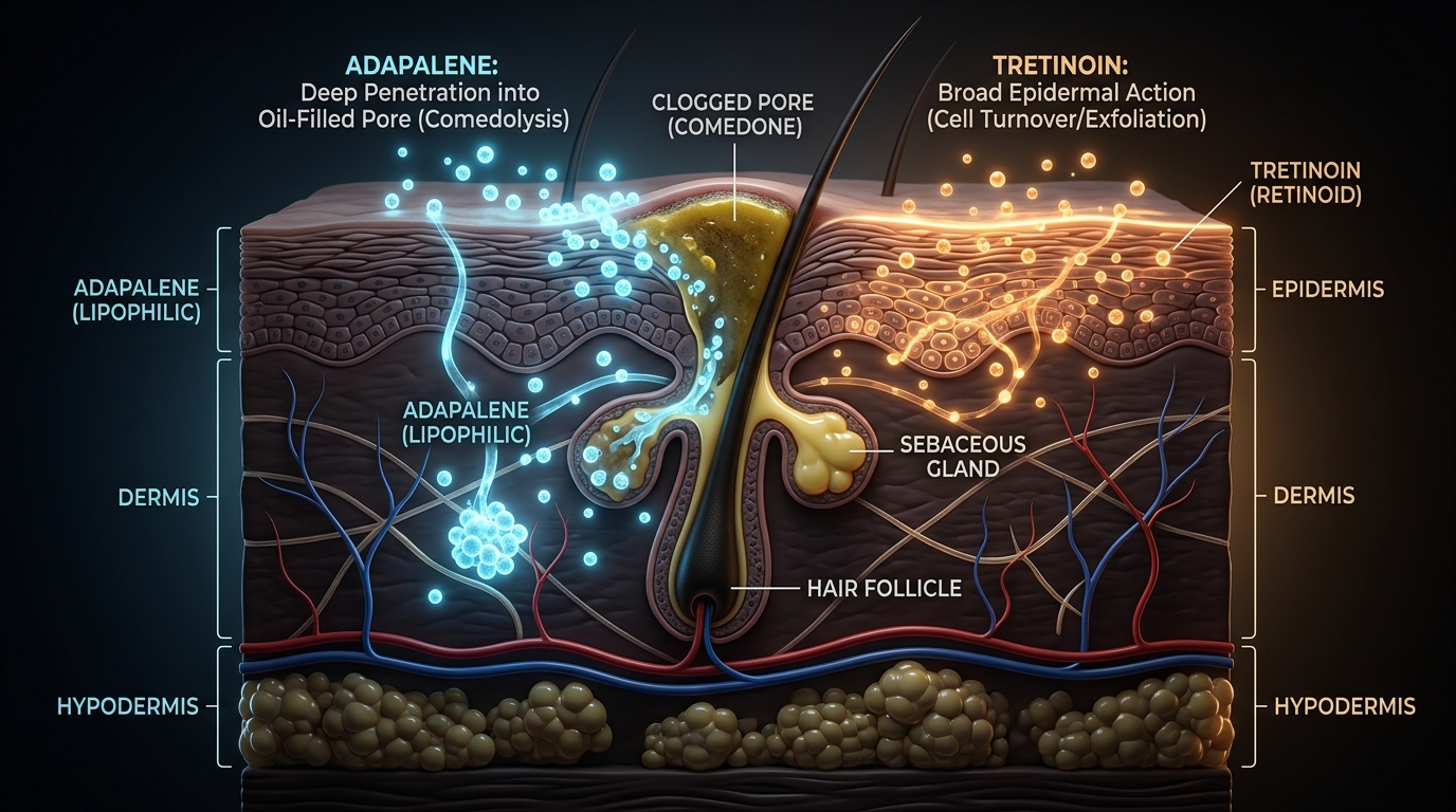 Adapalene vs Tretinoin Mechanism in Pore