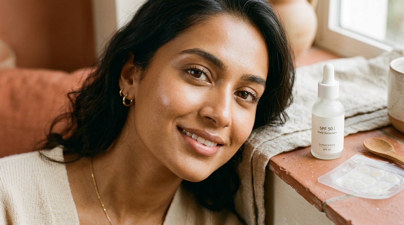 Indian woman with clear skin — acne scar prevention guide