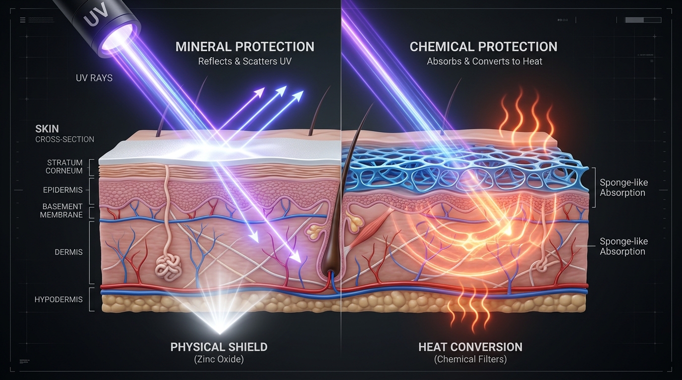 UV Reflection vs Absorption Mechanism