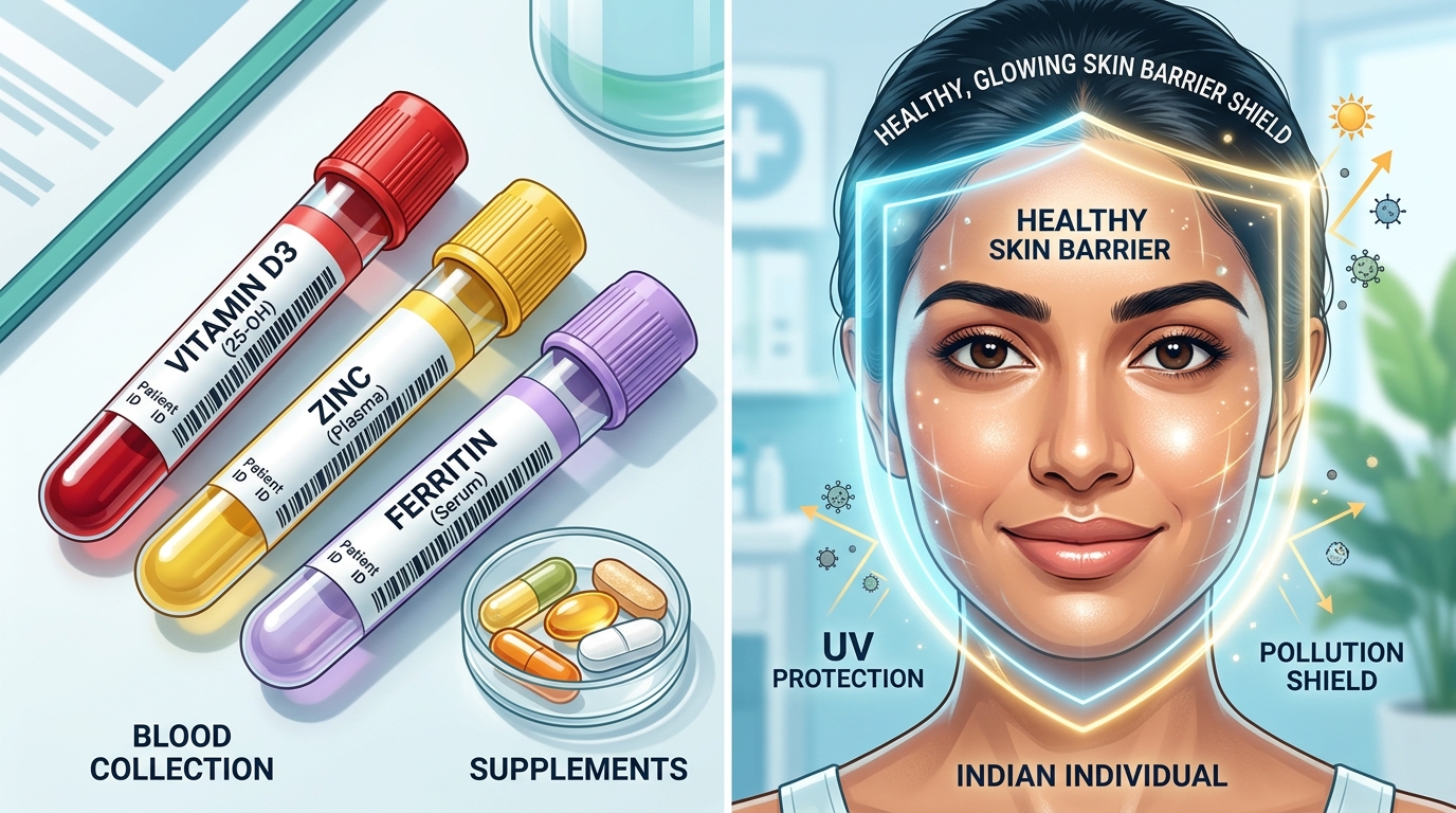 Vitamin deficiency and acne diagnostic panel illustration