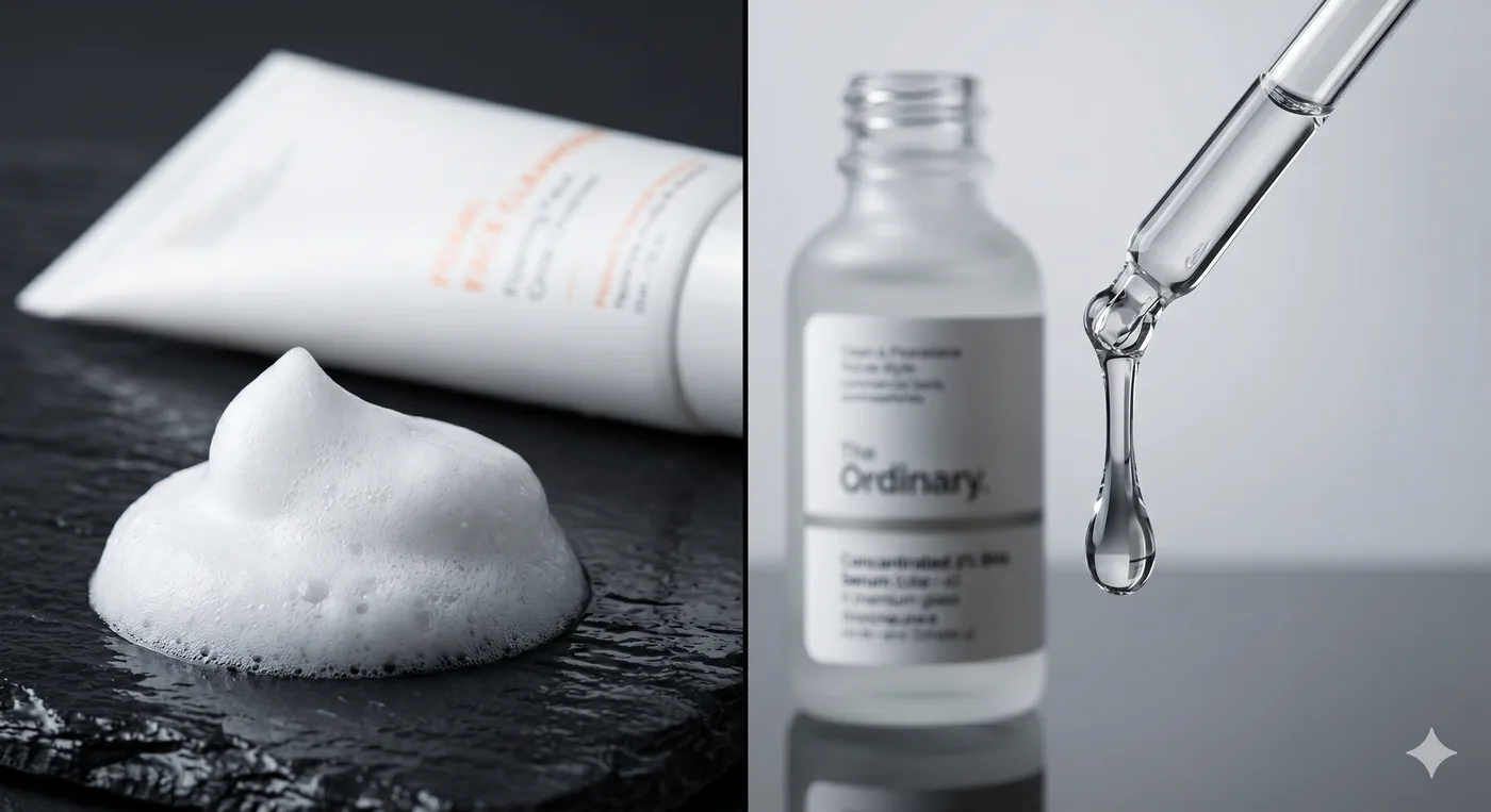 1 percent salicylic acid foaming cleanser foam compared against 2 percent salicylic acid dropper serum